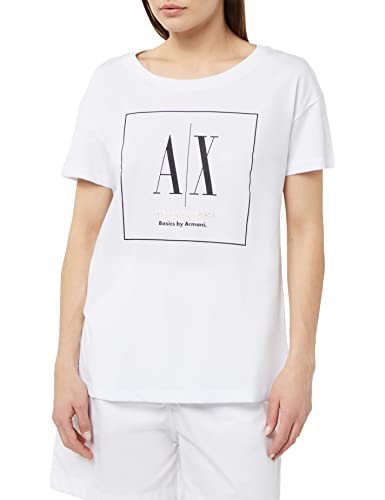 Armani Exchange Damen Sustainable Boyfriend Fit, Maxi Logo Print T Shirt, Weiß, XL EU von Armani Exchange