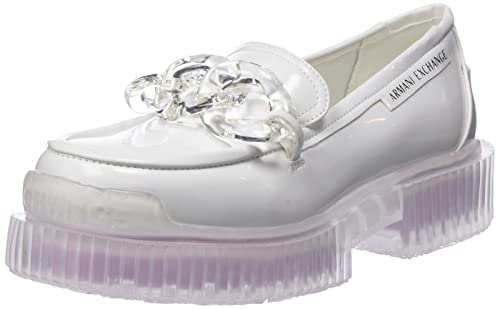 Armani Exchange Damen Upper, Trasparent Sole, Comfort Fit Loafer, IRIO White, 39 EU Schmal von Armani Exchange