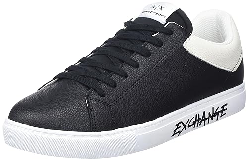 Armani Exchange Herren Armani Lettering, Back Color Insert, Lace up Sneaker, Black/White, 44 EU von Armani Exchange