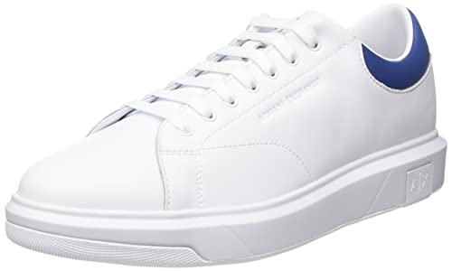 Armani Exchange Herren Basic, Back Extended Logo, Sneaker, Optic White+Blue, 45 EU von Armani Exchange