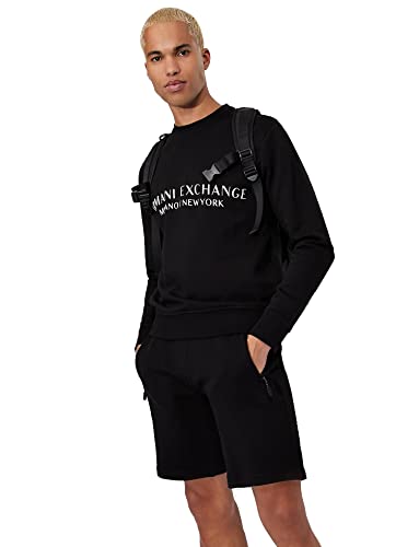 Armani Exchange Herren Crew Neck, Front Extended Logo Sweatshirt, Schwarz, L von Armani Exchange