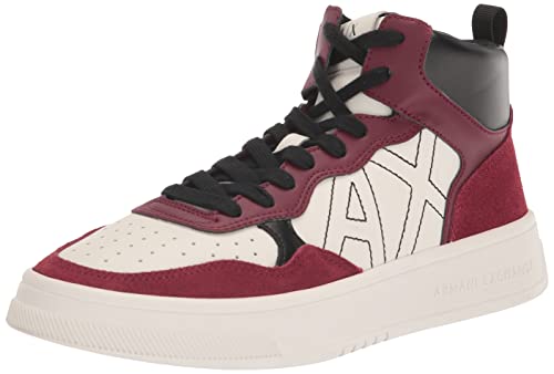 Armani Exchange Herren High top, Multicolor, Embossed Logo Sneaker, Off White+BORDEA, 39.5 EU Schmal von Armani Exchange