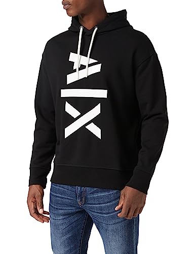 Armani Exchange Herren Hooded, Maxi Contrast Logo, Cuffed Sweatshirt, Schwarz, XL EU von Armani Exchange