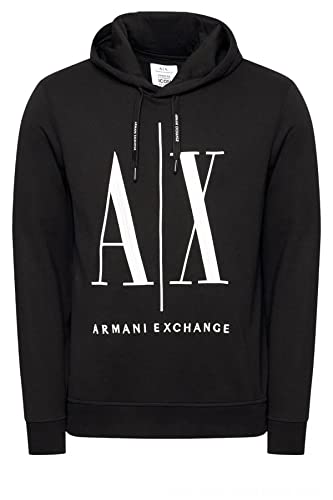 Armani Exchange Herren Hoodie, Maxi Print Logo on Front Sweatshirt, Black, M von Armani Exchange