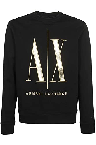 Armani Exchange Herren Icon, Maxi Front Logo, Crew Neck Sweatshirt, Schwarz, M EU von Armani Exchange