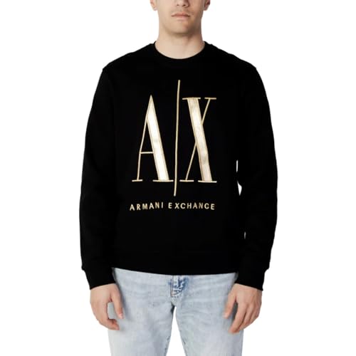 Armani Exchange Herren Icon, Maxi-Logo vorne, Rundhalsausschnitt. Sweatshirt, Black, L von Armani Exchange