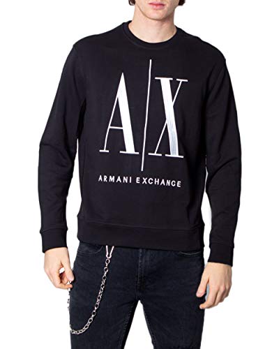 Armani Exchange Herren Icon Sweat Sweatshirt, Schwarz, XS von Armani Exchange