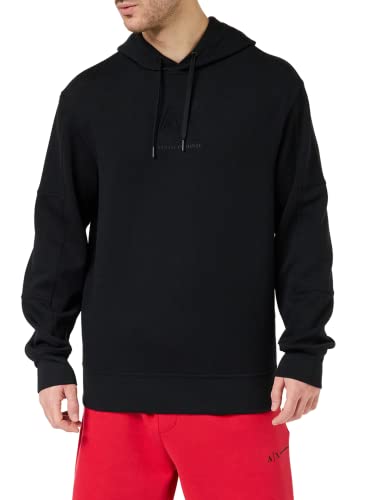 Armani Exchange Herren Kapuze am Hals, geprägtes Logo auf der Vorderseite. Hooded Sweatshirt, Black, M von Armani Exchange