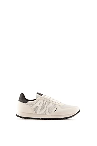 Armani Exchange Herren Openwork Side, Contrast Logo, Microsuede Inserts Sneaker, White, 39.5 EU von Armani Exchange