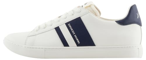 Armani Exchange Herren Paris Double line Sneaker, Off White+ Navy, 39 EU von Armani Exchange