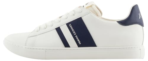 Armani Exchange Herren Paris Double line Sneaker, Off White+ Navy, 42 EU von Armani Exchange