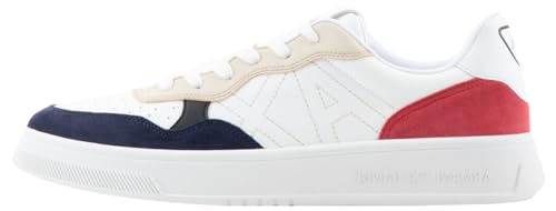 Armani Exchange Herren Seattle, Suede Details, Embroidered Logo Sneaker, Op.White+ Sky+red, 40 EU von Armani Exchange