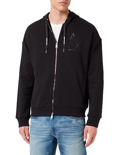 Armani Exchange Herren Zipped, Hooded, Eagle Logo Sweatshirt, Schwarz, XS EU von Armani Exchange