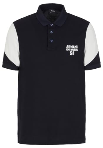 Armani Exchange Men's Short Sleeve Colo Block 91 Branded Polo Shirt, Deep Navy, XL von Armani Exchange