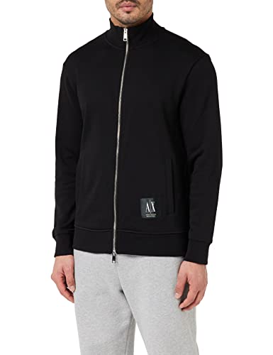 Armani Exchange Unisex Cotton Basic Mock Neck Zip Up Sweatshirt Cardigan Sweater, Schwarz, L EU von Armani Exchange