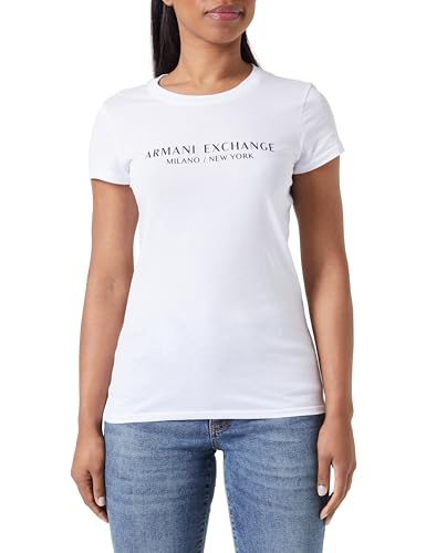 Armani Exchange Women's Slim Fit Milano New York Crewneck T-Shirt White,S von Armani Exchange