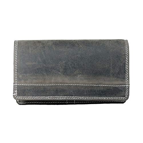 Arrigo Geldbörse Damen Leder mit Klappe - Leder Geldbörse - Geldbeutel - Portmonee - Portemonnaie - 16 x 9 x 3.5 cm - Dunkel Braun von Arrigo