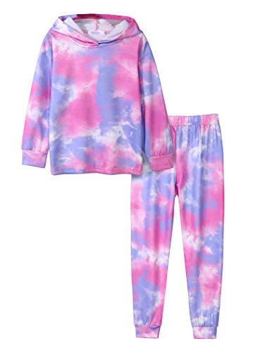 Arshiner Mädchen Bekleidungssets Batik Kinder Hoodie mit Hose Set Leichtgewicht Freizeit Mode Kleidung Set für Mädchen 13-14 Jahre von Arshiner