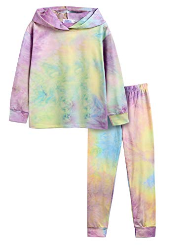 Arshiner Mädchen Bekleidungssets Batik Kinder Hoodie mit Hose Set Leichtgewicht Freizeit Mode Kleidung Set für Mädchen 13-14 Jahre von Arshiner