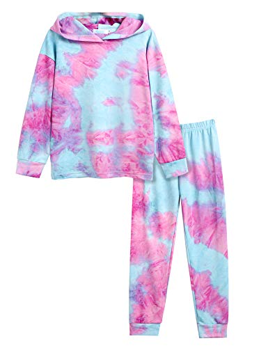 Arshiner Mädchen Bekleidungssets Batik Kinder Hoodie mit Hose Set Leichtgewicht Freizeit Mode Kleidung Set für Mädchen 7-8 Jahre von Arshiner