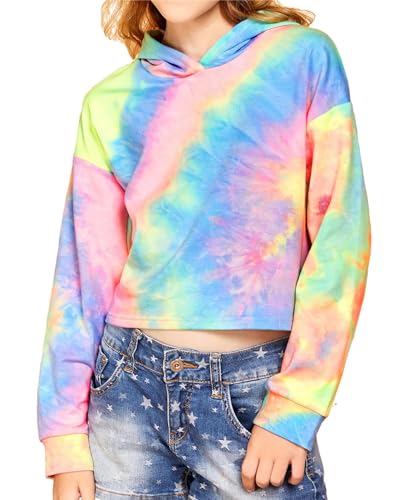 Arshiner Mädchen Hoodie Batik Kinder Kapuzenpullover Tie-Dye Leichtgewicht Kleidung Sport Frühling Sweatshirt Langarm Hoodies für Mädchen 5-14 Jahre von Arshiner