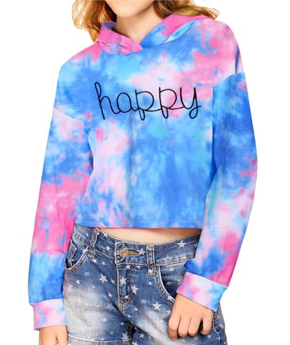 Arshiner Mädchen Hoodie Batik Kinder Kapuzenpullover Tie-Dye Leichtgewicht Kleidung Sport Frühling Sweatshirt Langarm Hoodies für Mädchen 5-14 Jahre von Arshiner