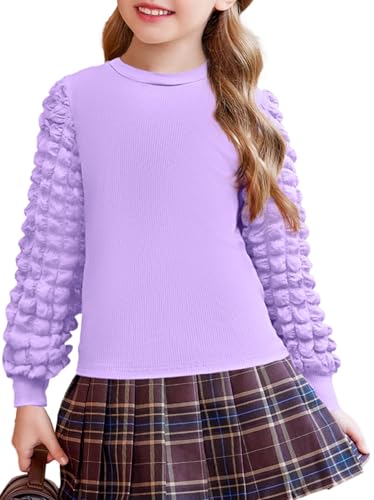 Arshiner Mädchen Langarmshirt Blasen Ärmel Pullover Kinder Rundhals Oberteile Langarm Freizeit Mode Strickpullover Herbst Winter Elegant Shirt für Mädchen 7-8 Jahre Hellviolett Arshiner Mädchen Langarmshirt Blasen Ärmel Pullover Kinder Rundhals Oberteile Langarm Freizeit Mode Strickpullover Herbst Winter Elegant Shirt für Mädchen 7-8 Jahre Hellviolett von Arshiner