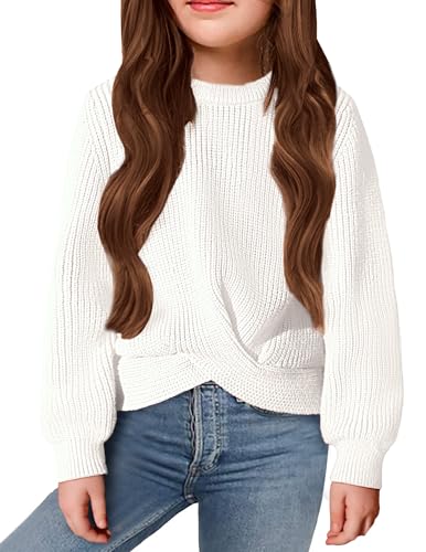 Arshiner Mädchen Pullover Mode Kinder Strickpullover Warm Rundhals Herbst Winter Freizeit Langarm Oberteile für Mädchen 10-11 Jahre Weiß Arshiner Mädchen Pullover Mode Kinder Strickpullover Warm Rundhals Herbst Winter Freizeit Langarm Oberteile für Mädchen 10-11 Jahre Weiß von Arshiner