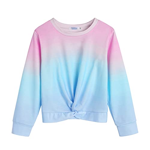 Arshiner Mädchen Sweatshirt Tie-Dye Langarm Pullover Rundhals Sport Mode Kinderkleidung Leichtgewicht Langarmshirt für Mädchen 5-6 Jahre von Arshiner