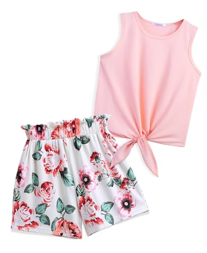 Arshiner Mädchen Tanktops mit Shorts Set Kinder Sommer Bekleidungssets Lässige Mode Ärmelloses T-Shirts Kleidung Sets für Mädchen 11-12 Jahre von Arshiner