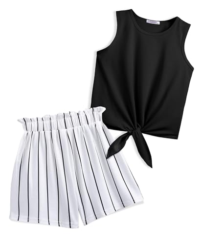 Arshiner Mädchen Tanktops mit Shorts Set Kinder Sommer Bekleidungssets Lässige Mode Ärmelloses T-Shirts Kleidung Sets für Mädchen 13-14 Jahre von Arshiner