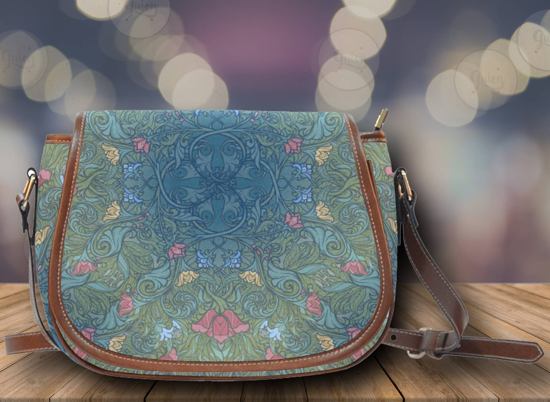 Blaue Florale Cottagecore Vegane Leder Boho Satteltasche, Crossbody Schultertasche, Süße Damen Handtasche Geschenk Für Mama, Hippies von ArtGuion