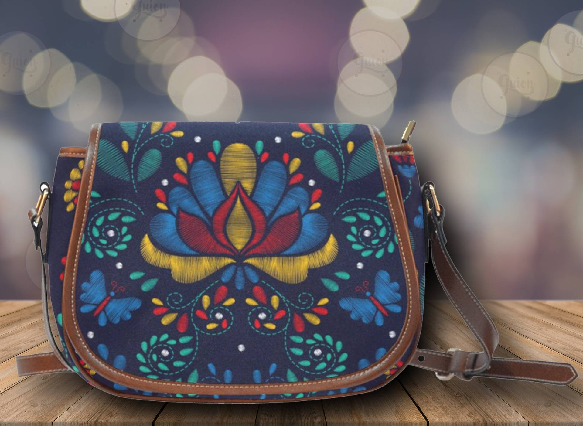 Cottagecore Blue Floral Vegane Leder Satteltasche, Süße Handtasche, Umhängetasche Damen, Geschenk Für Mama, Hippies Boho von ArtGuion