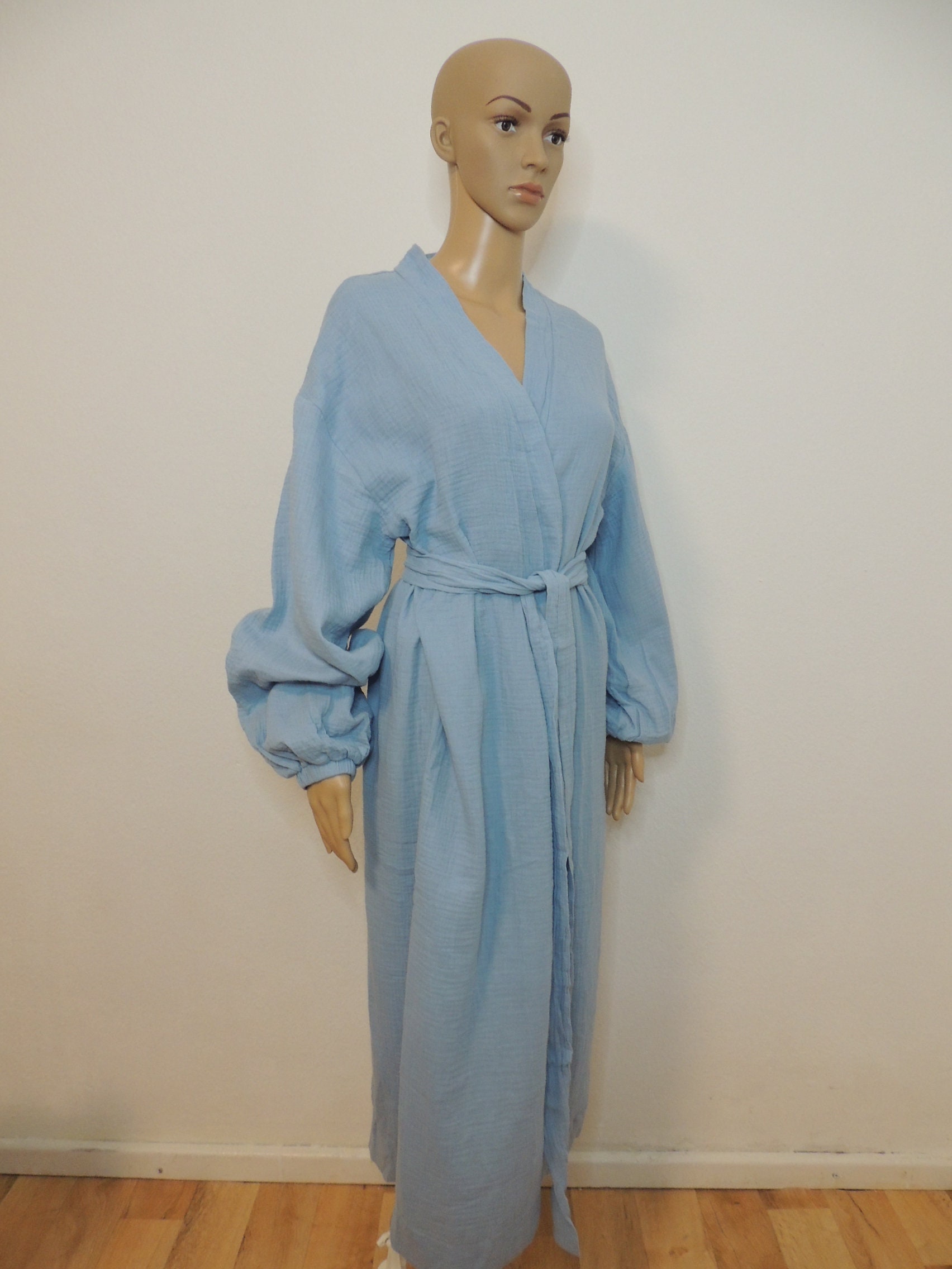 Musselin Morgenmantel Für Damen Aus Musselin-Baumwolle, Bademantel, Kimono, Robe, Double Gauze, Wickelkleid, Wellnessmantel Musselin Morgenmantel Für Damen Aus Musselin-Baumwolle, Bademantel, Kimono, Robe, Double Gauze, Wickelkleid, Wellnessmantel von ArtisanWithPassion