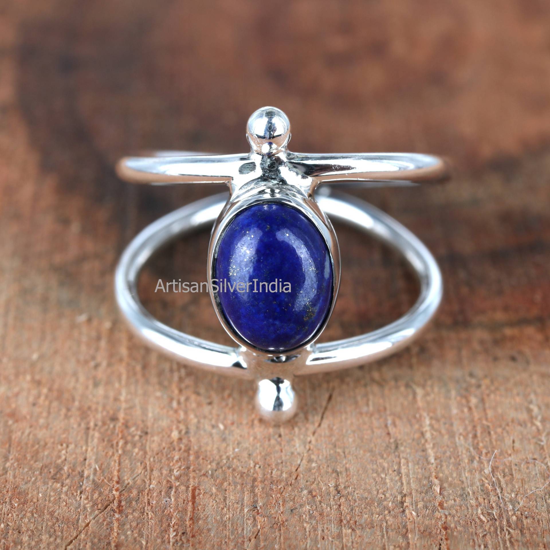 Lapis Lazuli Ring, Statement 925 Silber Blau Alltags Geschenk Für Sie, Antike Damen Edelstein Ring von ArtisansilverIndia