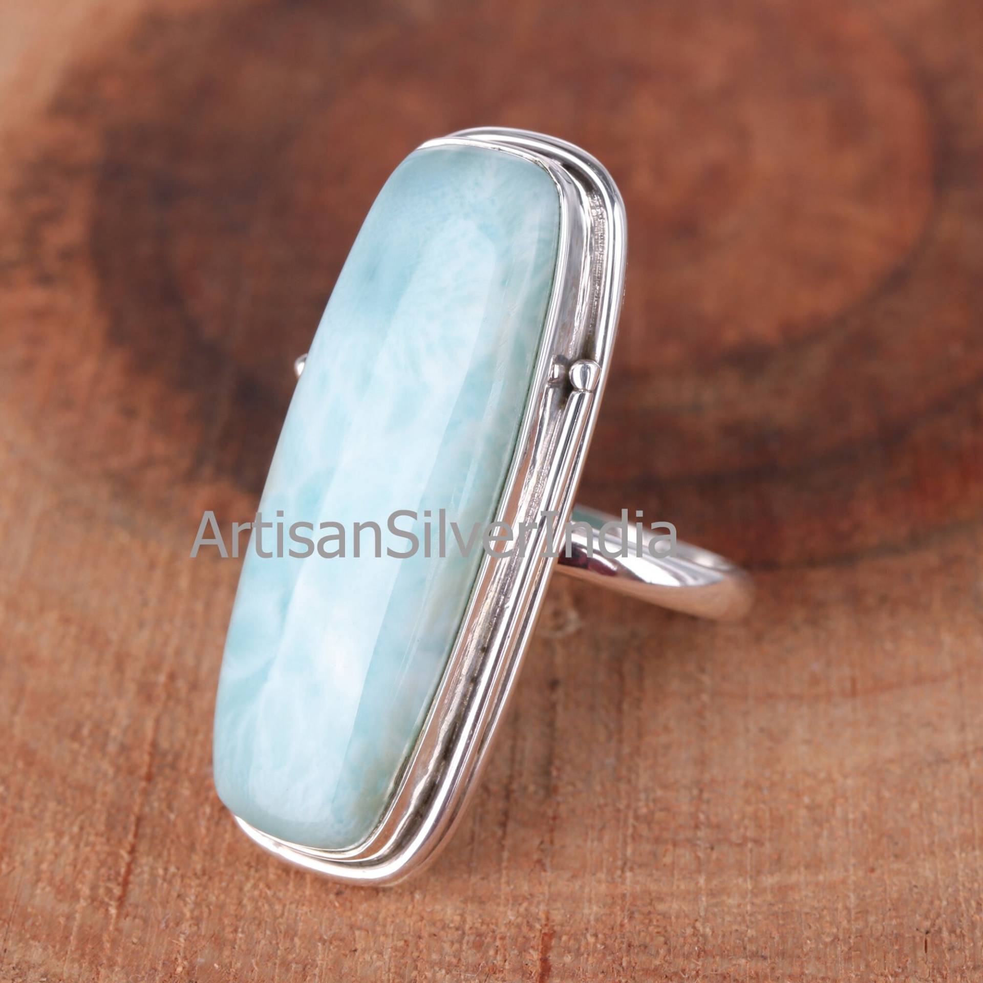 Natürlicher Blauer Larimar Ring, 925 Silber Edelstein Frauen Birthstone Muttertagsgeschenk, Angst Weihnachtsgeschenke von ArtisansilverIndia