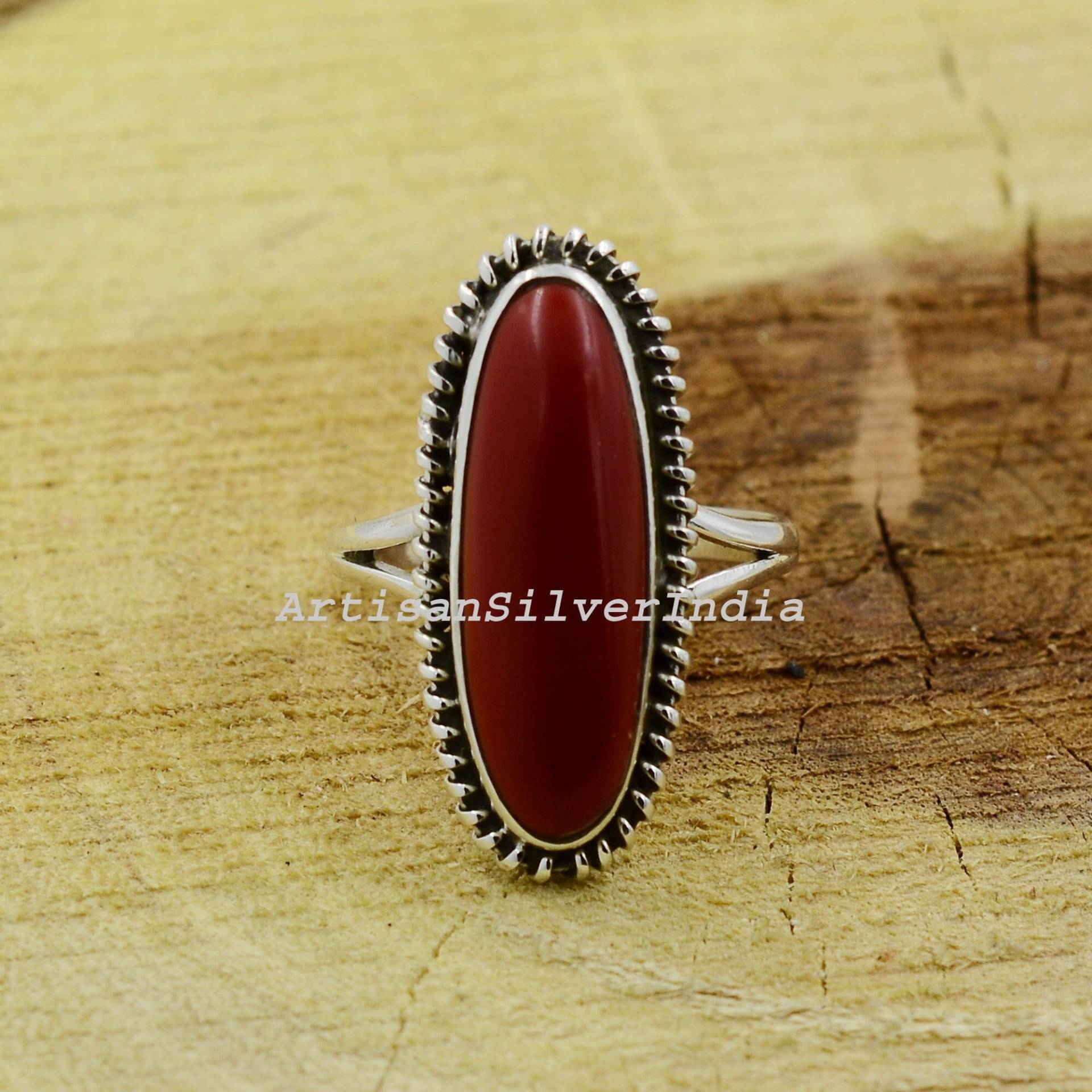 Rote Koralle Ring, Antiker 925 Silber Boho Ring, Korallenring, Geschenk Für Sie, Ehering, Korallenschmuck, Geschenk Frauen von ArtisansilverIndia