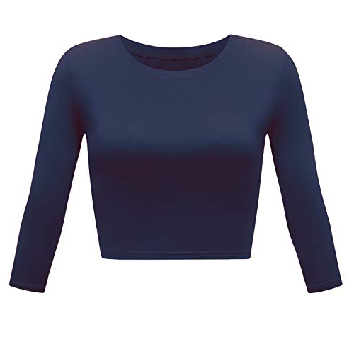 Artivaly Damen Slim Fit Basic Rundhals 3/4 Ärmel Casual Y2K Cute Yoga Crop Top Workout Shirts, Marineblau, Groß Artivaly Damen Slim Fit Basic Rundhals 3/4 Ärmel Casual Y2K Cute Yoga Crop Top Workout Shirts, Marineblau, Groß von Artivaly