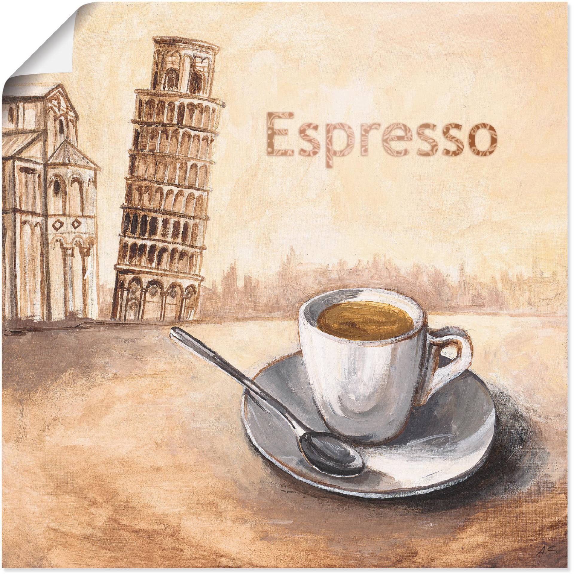Artland Wandbild "Espresso in Pisa", Kaffee Bilder, (1 St.), als Leinwandbild, Poster in verschied. Größen von Artland