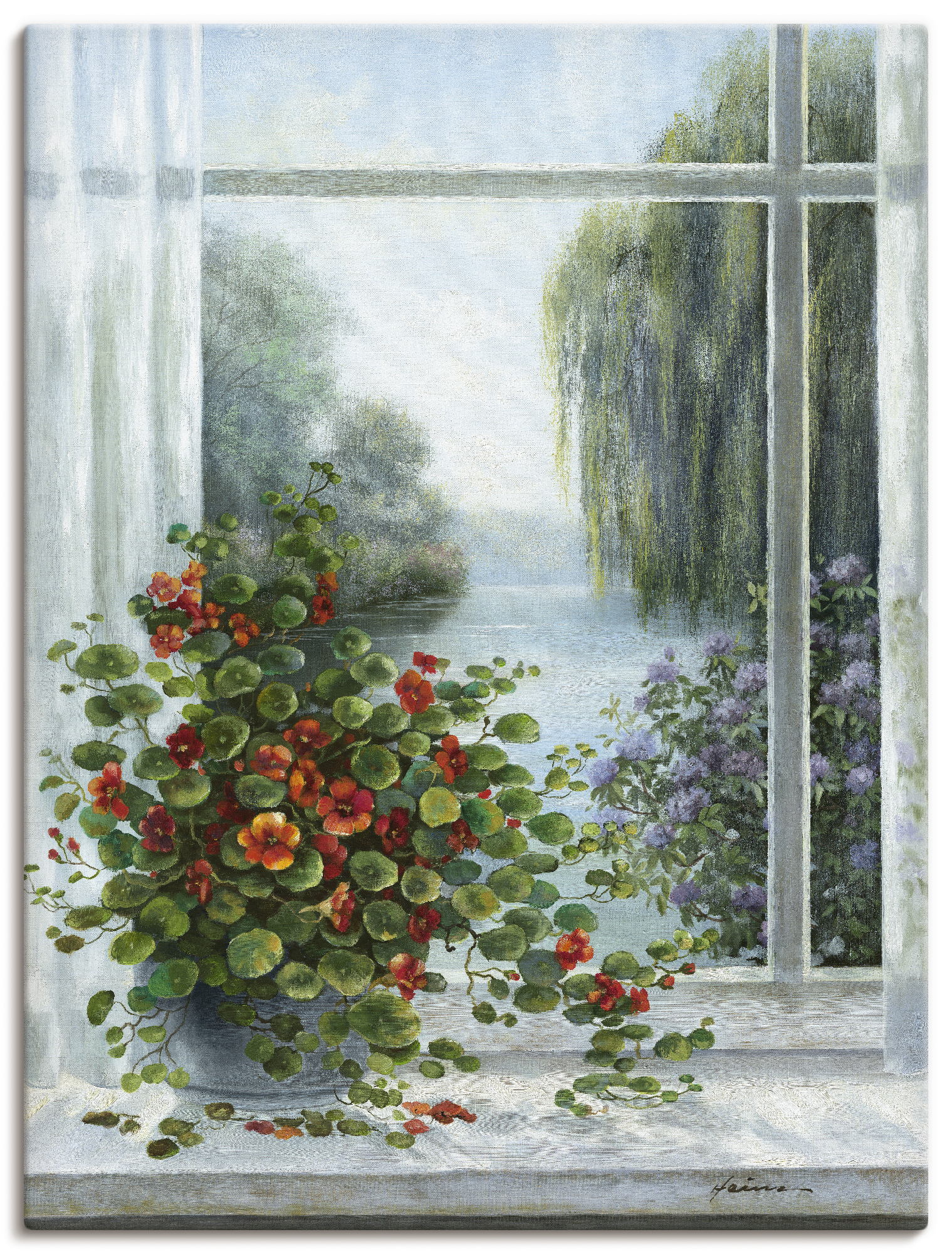 Artland Wandbild "Kapuzinerkresse am Fenster", Arrangements, (1 St.), als Leinwandbild, Poster, Wandaufkleber in verschied. Größen von Artland