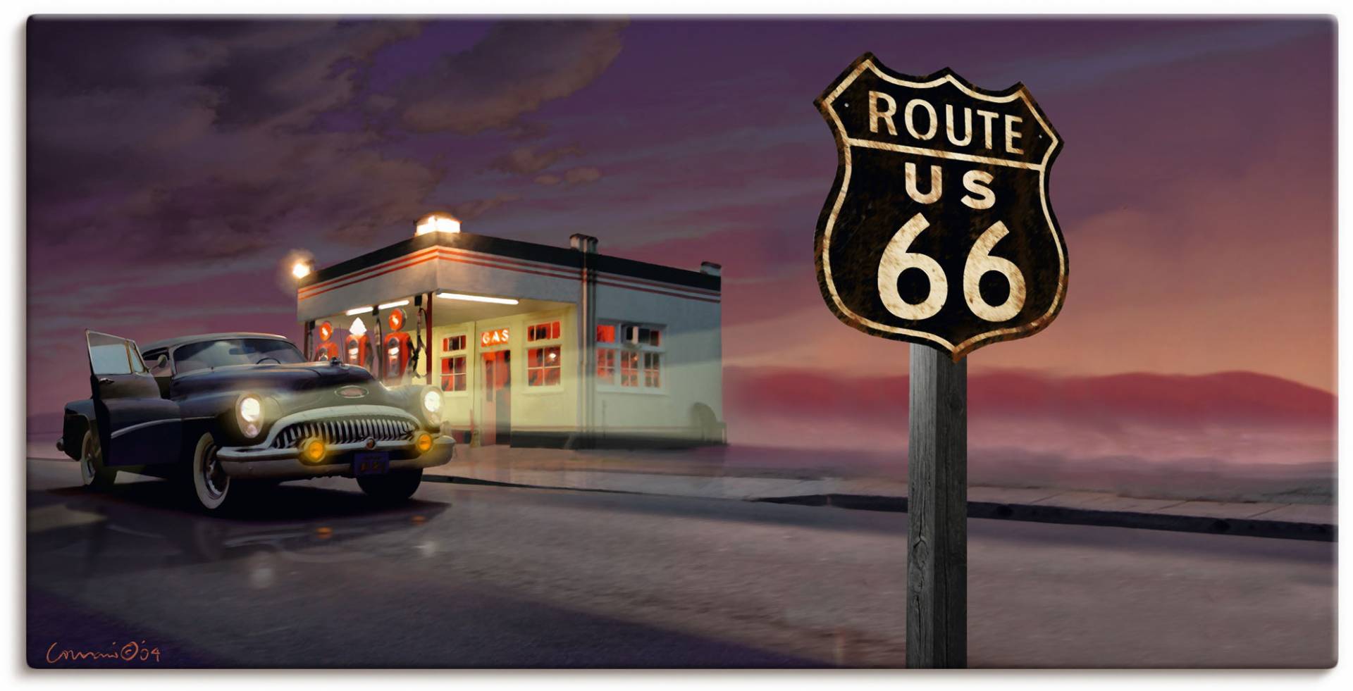 Artland Wandbild "Route 66", Bilder von Amerika, (1 St.), als Leinwandbild in verschied. Größen von Artland