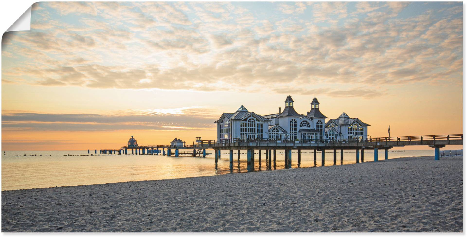 Artland Wandbild "Seebrücke Sellin bei Sonnenaufgang", Strand, (1 St.), als Leinwandbild, Poster, Wandaufkleber in verschied. Größen von Artland