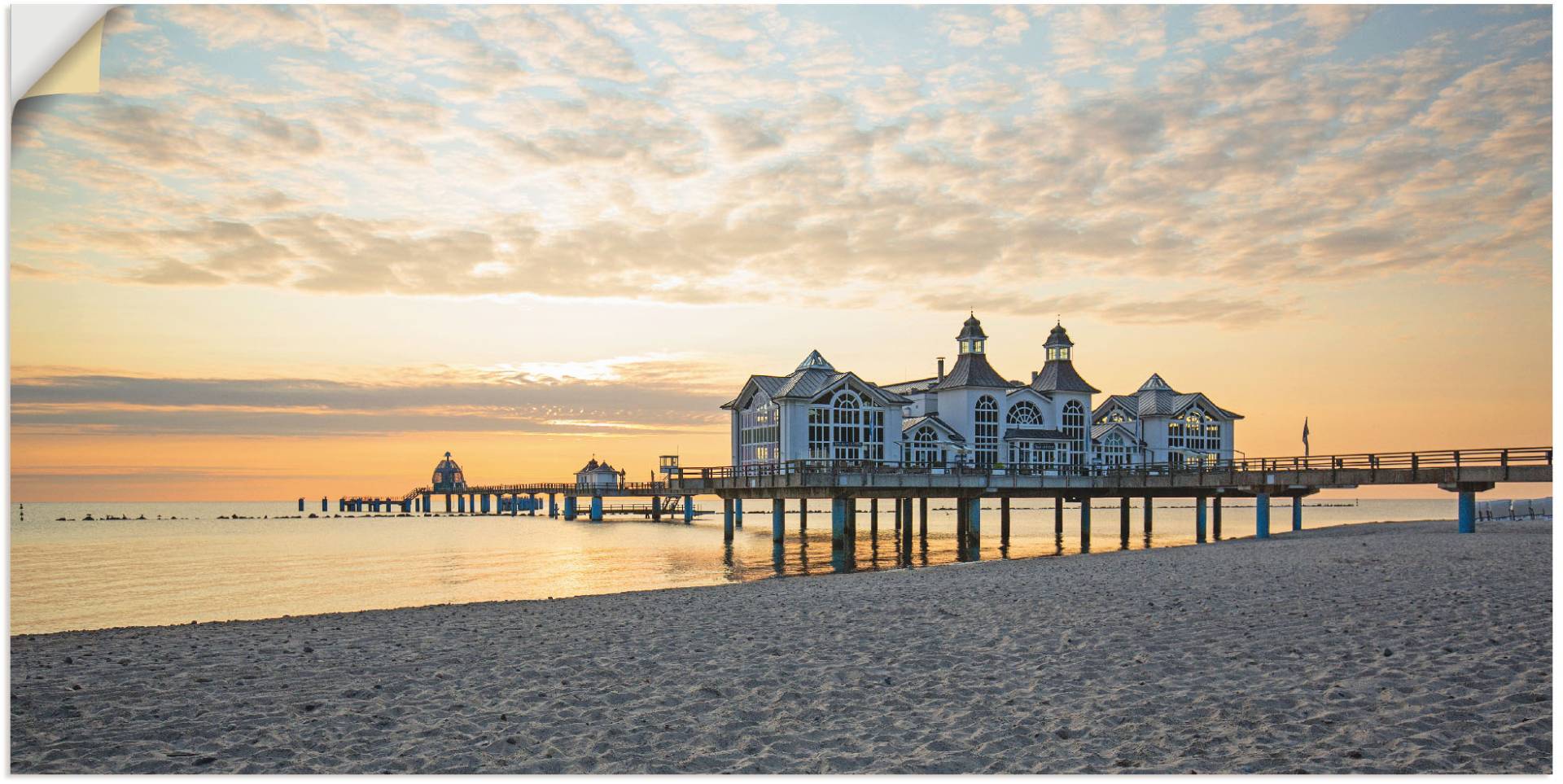 Artland Wandbild "Seebrücke Sellin bei Sonnenaufgang", Strand, (1 St.), als Leinwandbild, Poster, Wandaufkleber in verschied. Größen von Artland