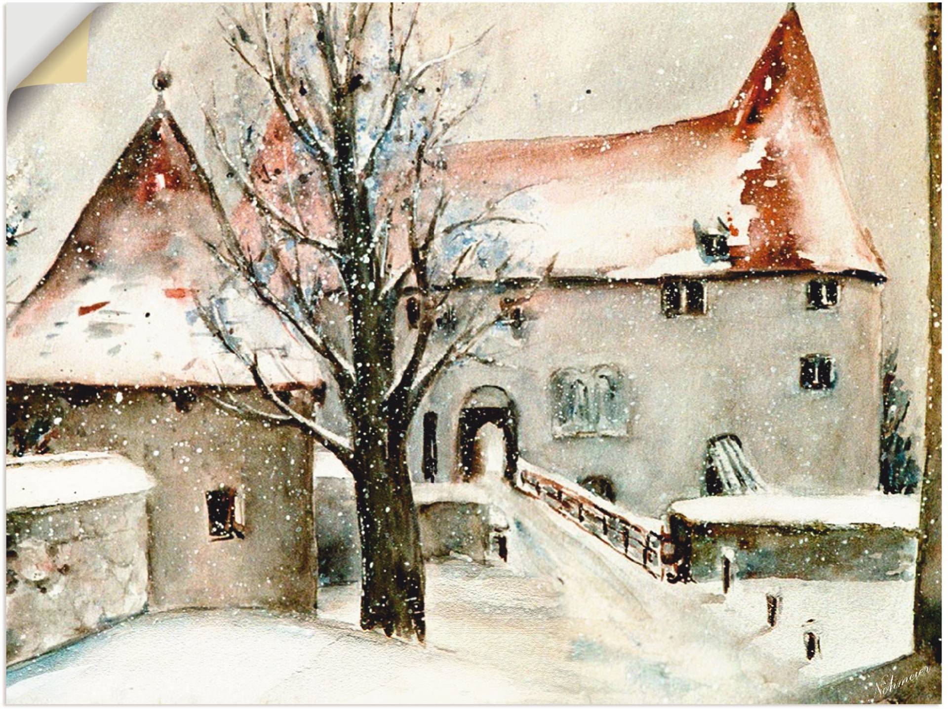 Artland Wandbild "Winter auf der Burg", Gebäude, (1 St.), als Leinwandbild, Poster, Wandaufkleber in verschied. Größen von Artland