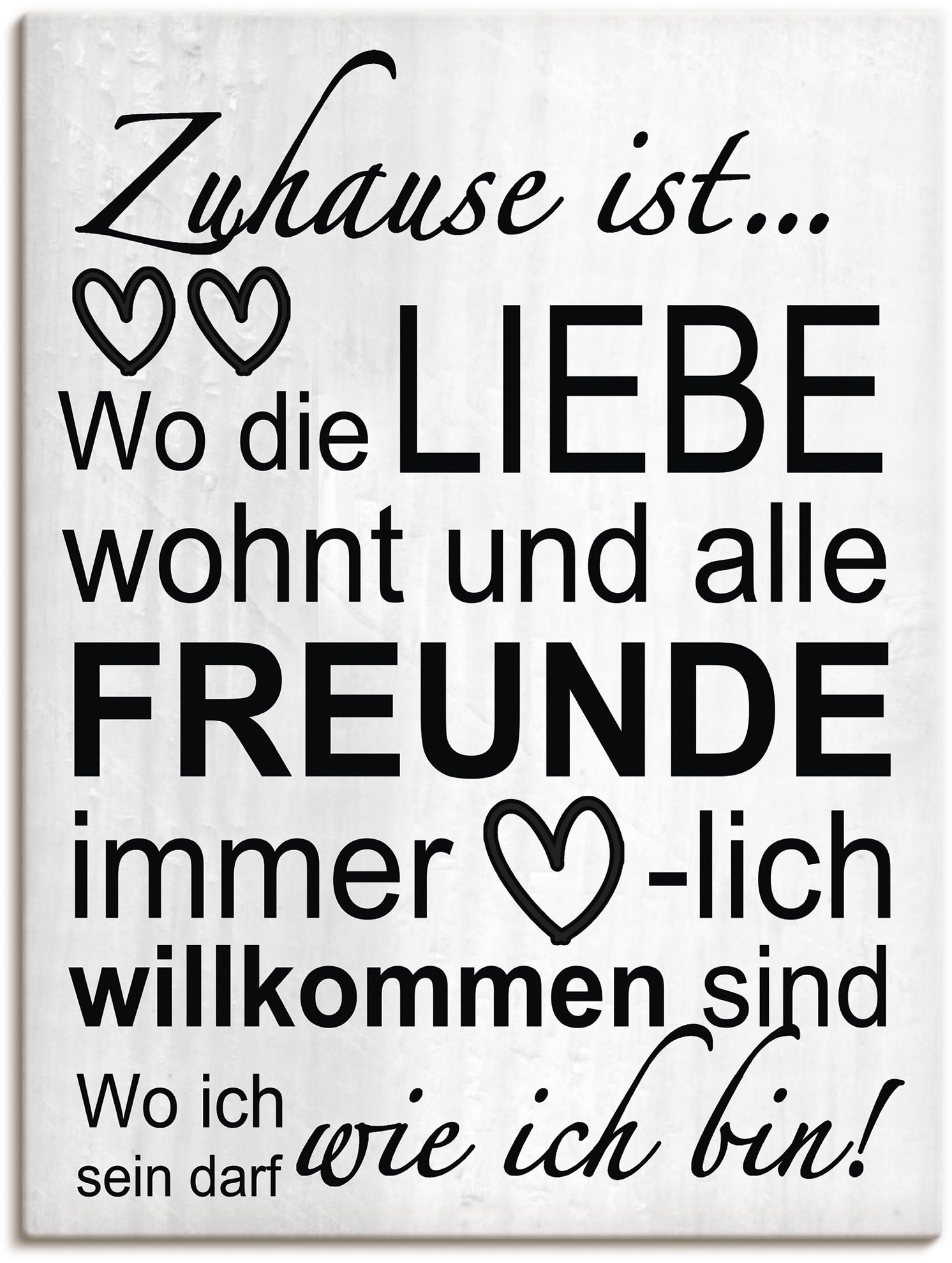 Artland Wandbild "Wo die Liebe wohnt", Sprüche & Texte, (1 St.), als Alubild, Outdoorbild, Leinwandbild, Poster, Wandaufkleber von Artland