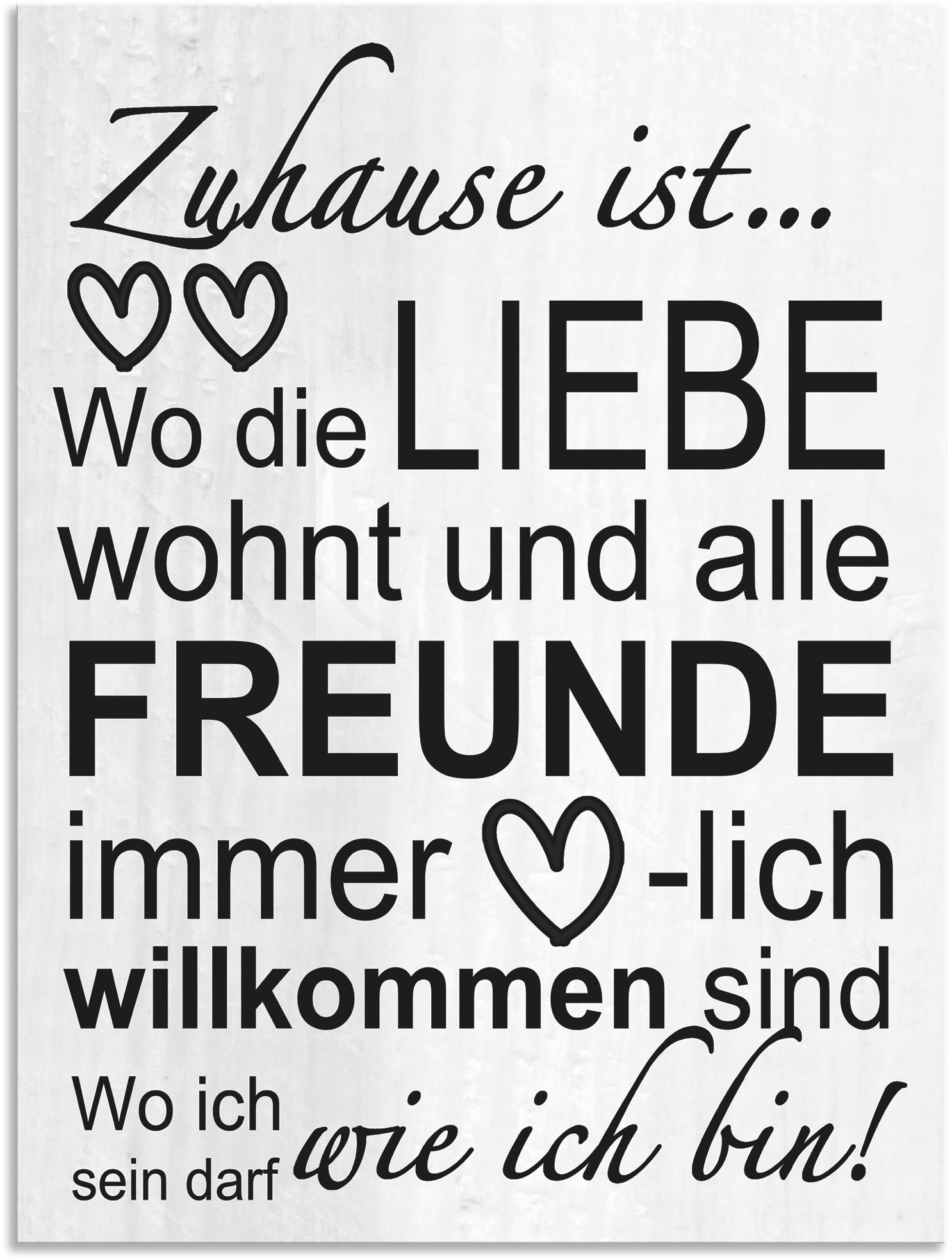 Artland Wandbild "Wo die Liebe wohnt", Sprüche & Texte, (1 St.), als Alubild, Outdoorbild, Leinwandbild, Poster, Wandaufkleber von Artland