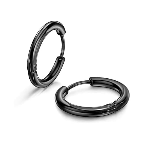 Artskin Hoop Ohrringe Huggie Frauen Ohrringe Titan Hypoallergen Lightweight Ohrringe für empfindliche Ohren Knorpel Helix Lobes Hinged Tragus Ohr Silber Hugging 12mm Hoop Earrings von Artskin