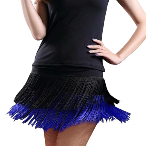 AruMinna Rumba Cha Cha Ballsaal Samba Tanzkleid Tanzrock Damen Latin Tango Bauch Ring Rock mit Quaste Kurze Bühne Kostüme Quaste, blau, 52 AruMinna Rumba Cha Cha Ballsaal Samba Tanzkleid Tanzrock Damen Latin Tango Bauch Ring Rock mit Quaste Kurze Bühne Kostüme Quaste, blau, 52 von AruMinna