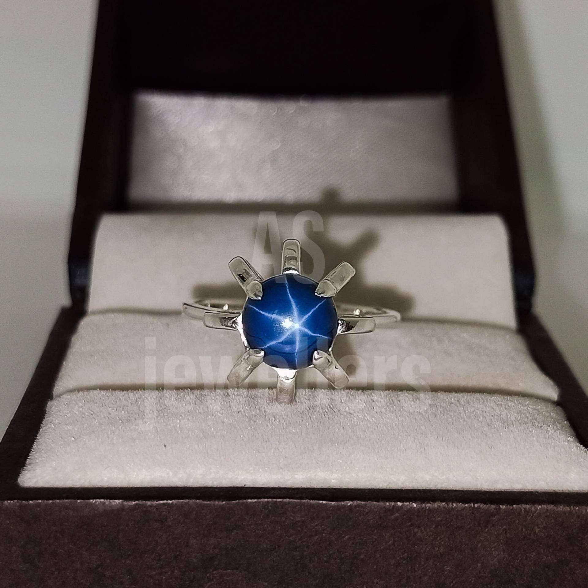 Einzigartiger Stern Blauer Saphir Ring Verlobungsring 925 Sterling Silber Runde Labor Sapphire Stapelbare Frauen Geschenke Ringe Für Den Alltag von AsJewelersJaipur