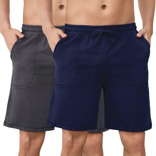 Aseniza 2er Pack Herren Schlafanzughose Kurz Baumwolle Pyjamahose Schlafshorts Sommer Bermudahose Loungewear Loungehose für Männer Dunkelgrau + Dunkelblau, L Aseniza 2er Pack Herren Schlafanzughose Kurz Baumwolle Pyjamahose Schlafshorts Sommer Bermudahose Loungewear Loungehose für Männer Dunkelgrau + Dunkelblau, L von Aseniza